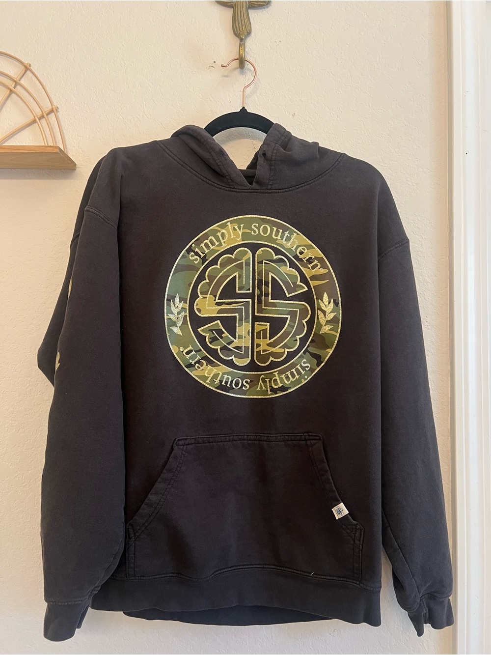 Simply Southern XL Hoodie Camo Gold Deer Love Deerly Graphic Pullover
